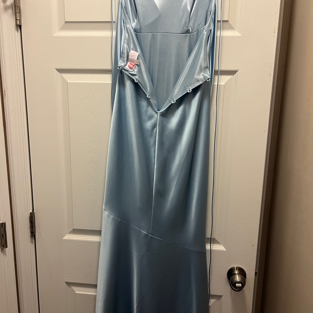 Revelry Light Blue Satin Wedding Dress